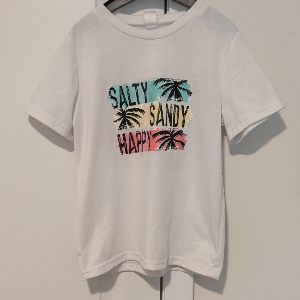 Shein Boys White Graphic T-Shirt Size 7 Years